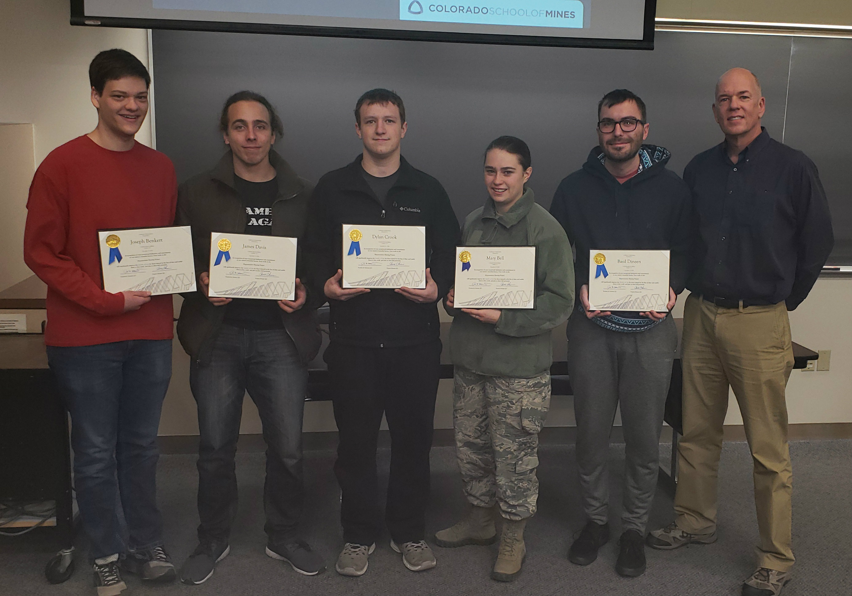 Team members of Hypersensitive Hearing Project with their faculty advisor Tony Vandenberge